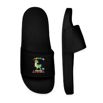  Kindergarten Outfit Dinosaur Costume - Men’s Pool Sliders - black - Front
