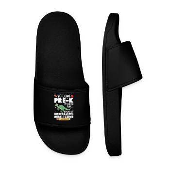  Dinosaur Kindergarten Costume with - Men’s Pool Sliders - black - Front