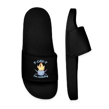 Funny Crochet Lover F CAW F Im Crocheting - Men’s Pool Sliders - black - Front