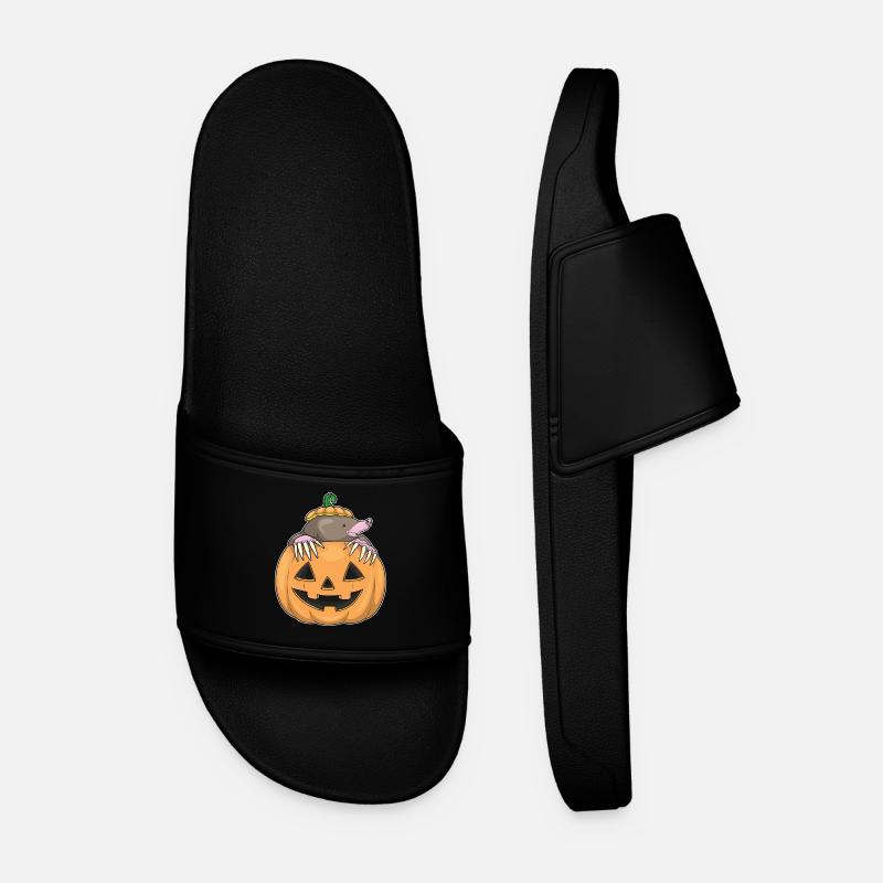 Mole Halloween Pumpkin - Men’s Pool Sliders - black