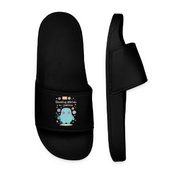 Counting Stitches Not Problems Funny Crochet Lover - Men’s Pool Sliders - black - Front