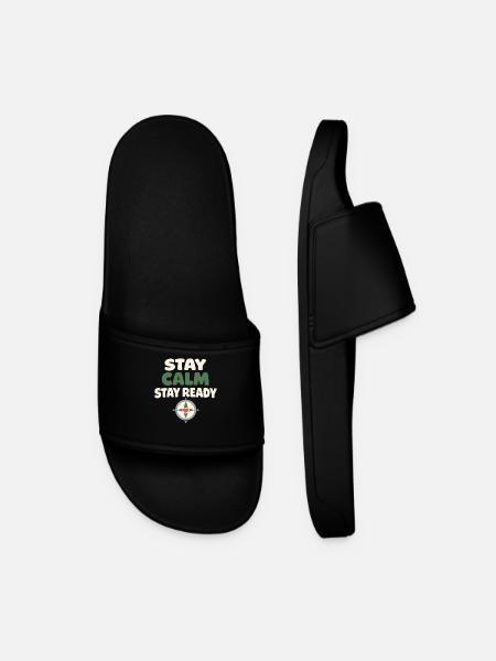 Calmness beats panic, lifestyle, - Men’s Pool Sliders - black