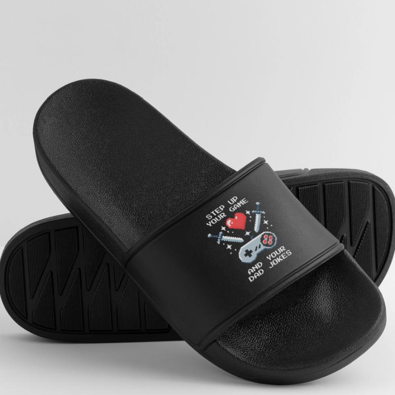 Level Up & Dad Jokes | Bonus Dad Patchwork Men’s Pool Sliders