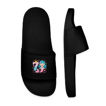 Mermaid 7th Birthday 7 Years - Men’s Pool Sliders - black - Front