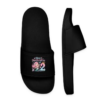 This Mermaid Is 2 Girls 2nd Birthday - Men’s Pool Sliders - black - Front