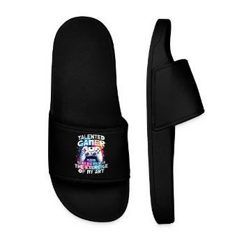 Gamer gaming enthusiast video games console funny - Men’s Pool Sliders - black - Front