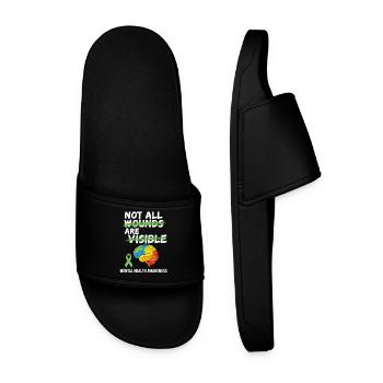 Not All Wounds Are Visible – Mental Health - Men’s Pool Sliders - black - Front