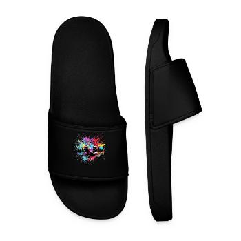 Speed Cars Racer Colorful Splash Art Racing - Men’s Pool Sliders - black - Front
