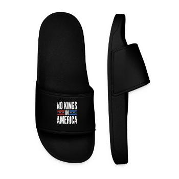 No Kings In America Distressed Patriotic Design - Men’s Pool Sliders - black - Front