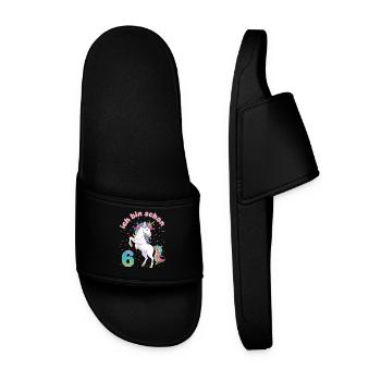 6th Birthday Unicorn Girl I'm already 6 - Men’s Pool Sliders - black - Front