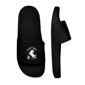 8e anniversaire Fille licorne, j’ai déjà 8 ans - Claquettes Homme - noir - Devant