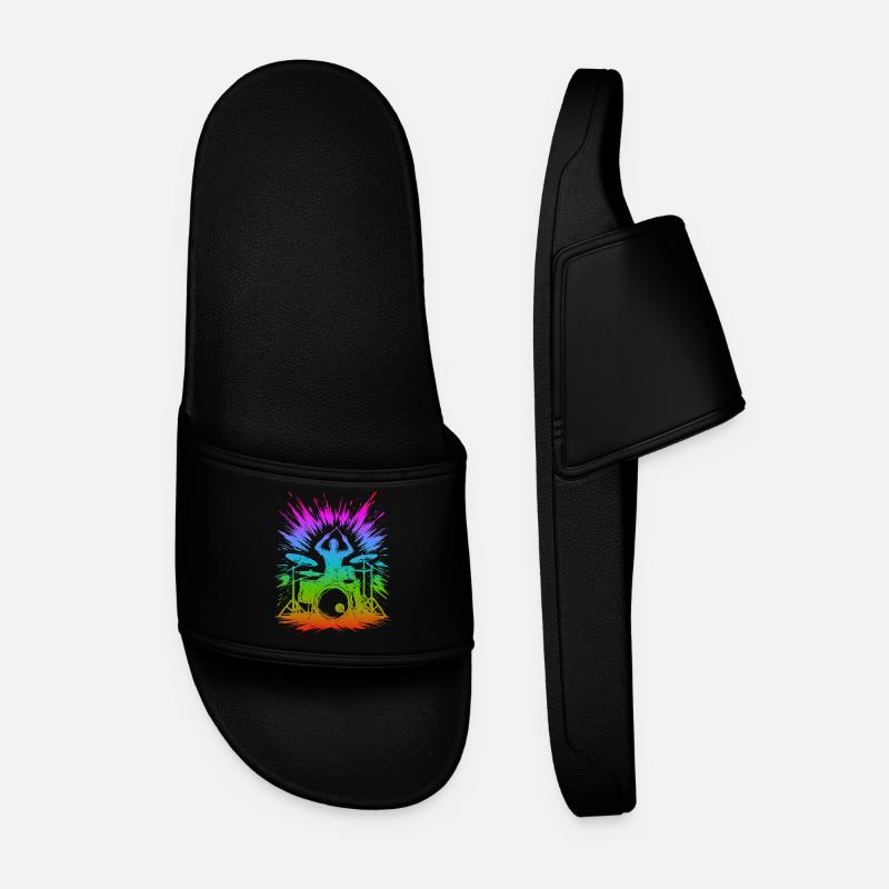 Rainbow Drum Splash - Men’s Pool Sliders - black