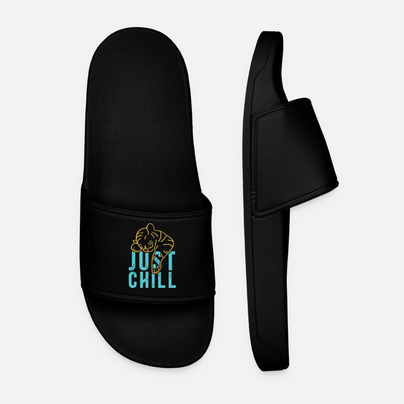 Just Chill Tiger – Relaxed Saying - Men’s Pool Sliders - black
