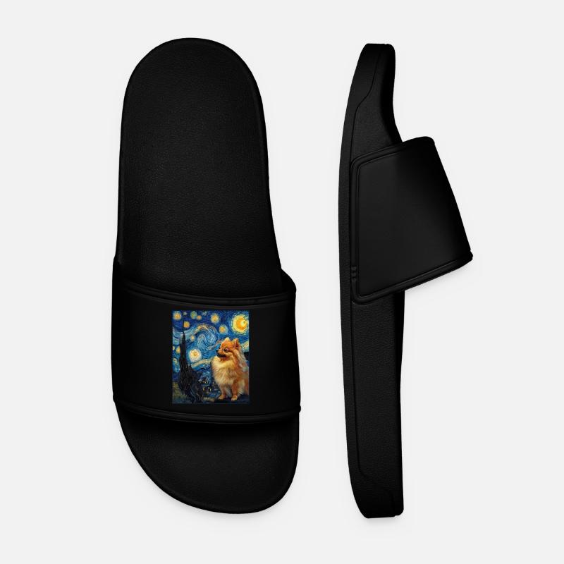 Zwergspitz Spitz Pomeranian - Men’s Pool Sliders - black