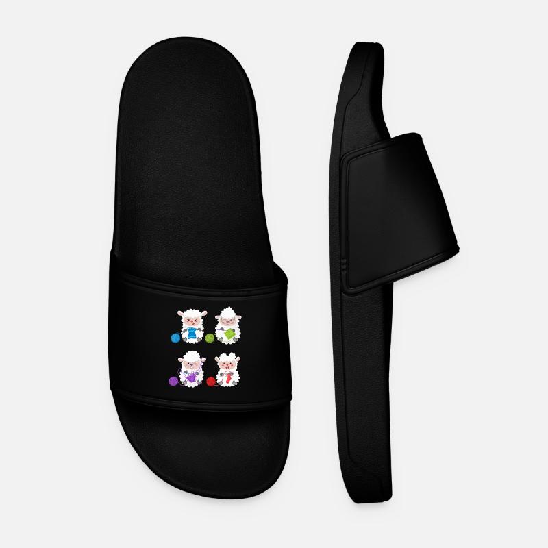 Lambs Knit Yarn Pals - Men’s Pool Sliders - black