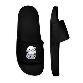 Born to be Fluffy -  niedliches Hunde Design - Männer Badelatschen - Schwarz - Vorne