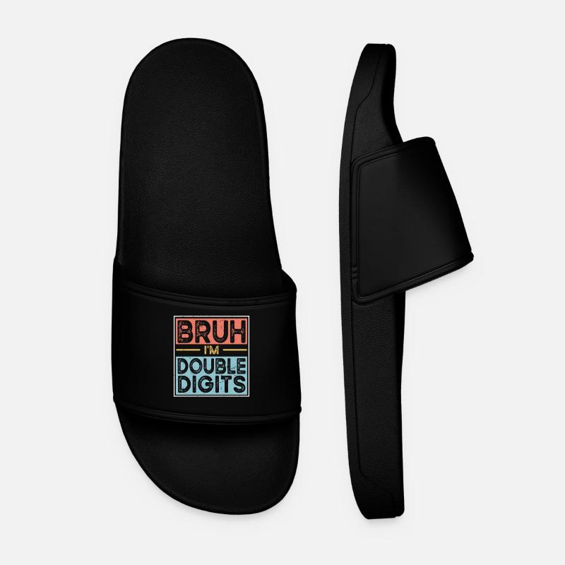 Bruh I'm Double Digits - Men’s Pool Sliders - black