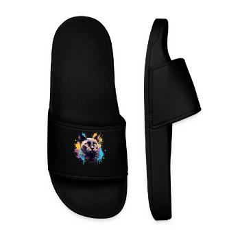Splash Art Visage de chat birman coloré - Claquettes Homme - noir - Devant