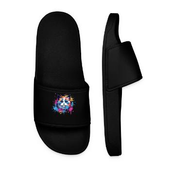 Birman Cat Face Colorful Splash Art  - Men’s Pool Sliders - black - Front