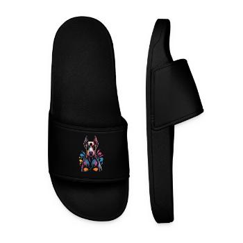 Doberman avec casque - Claquettes Homme - noir - Devant