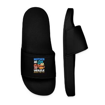 Mother And Son Ukulele Buddies For Life Musiker - Männer Badelatschen - Schwarz - Vorne