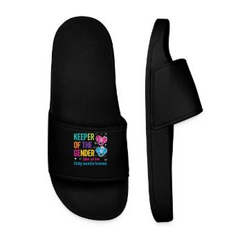 Gender Reveal Keeper Of The Gender Auntie Knows - Men’s Pool Sliders - black - Front