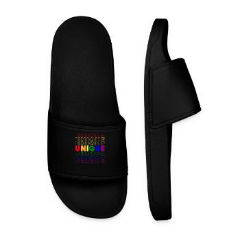 LGBT Gay Pride Month Love is unique - Men’s Pool Sliders - black - Front