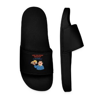 Breakfast Funny Brunch Coffee Second Breakfast - Men’s Pool Sliders - black - Front