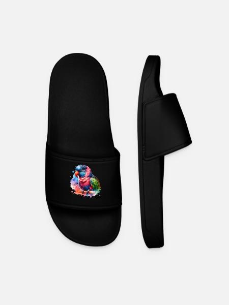 Red-rumped parrot motif - Men’s Pool Sliders - black