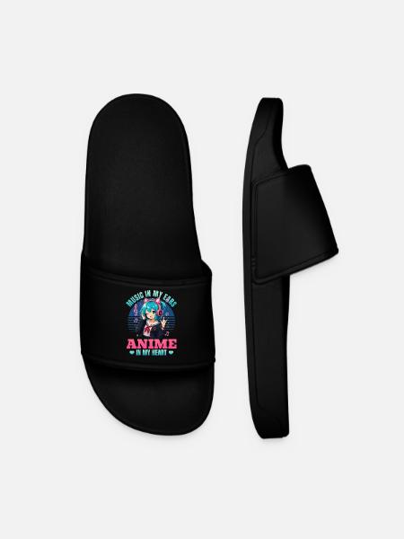Anime et musique Chibi - Claquettes Homme - noir