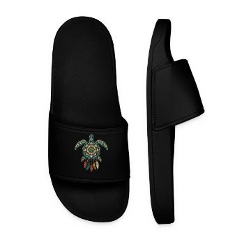 Meeresschildkröten-Mandala Traumfänger-Boho - Männer Badelatschen - Schwarz - Vorne
