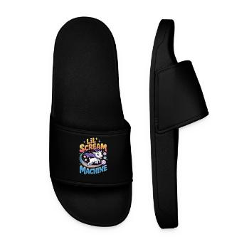 Lil Scream Machine Cute Superhero Goat In - Men’s Pool Sliders - black - Front