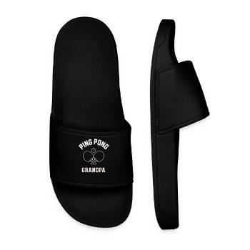 Table tennis, table tennis player, grandpa, gift - Men’s Pool Sliders - black - Front