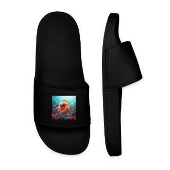 Les palmes en l’air ! Drôle de poisson avec des lunettes de soleil - Claquettes Homme - noir - Devant