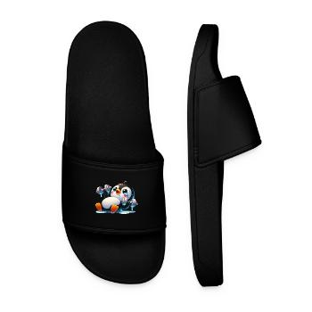 pingouin drôle avec haltère fitness dessin animé - Claquettes Homme - noir - Devant