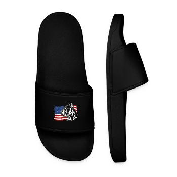 Cane Corso Italiano America Flag Dogs Wilsigns - Men’s Pool Sliders - black - Front