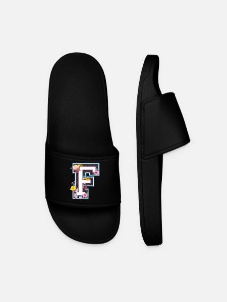 Letter F in varsity style - Men’s Pool Sliders - black
