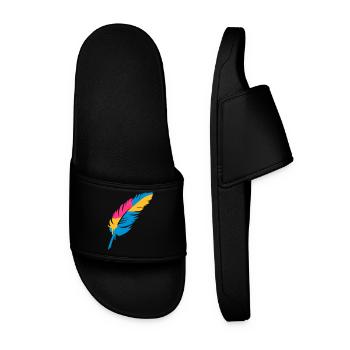 A colorful feather - Men’s Pool Sliders - black - Front
