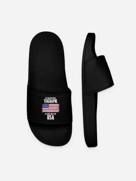 Therapie USA Amerika Nationalität Geschenk - Männer Badelatschen - Schwarz