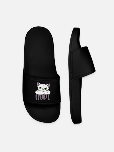 Katze Nope Nein Nö Katzen Katzenbesitzer Geschenk - Männer Badelatschen - Schwarz