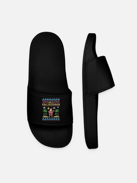 Mele Kalikimaka Santa - Men’s Pool Sliders - black