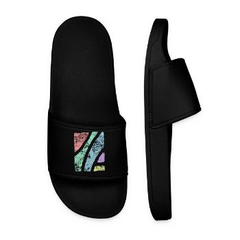 Muster Pastell Farben - Muster Abstrakt Ornament - Männer Badelatschen - Schwarz - Vorne