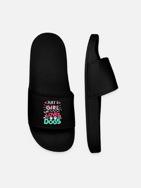 Just A Girl Who Loves Dogs Saying - Men’s Pool Sliders - black