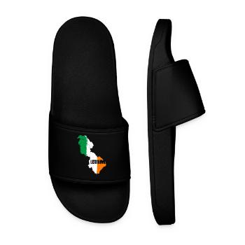 Leitrim Ireland Flag | County Outline Map - Men’s Pool Sliders - black - Front
