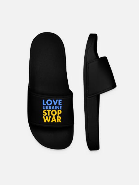 Love ukraine stop war - Men’s Pool Sliders - black