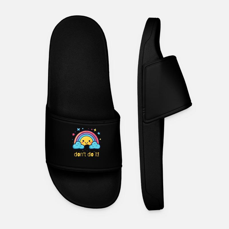 don't do it, happy rainbow - Men’s Pool Sliders - black