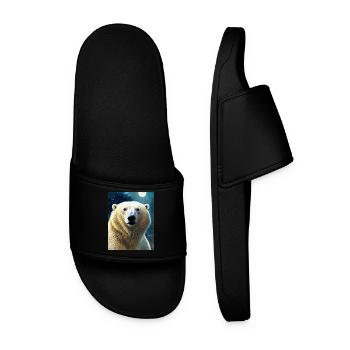 majestueux ours polaire portrait peinture animal lune - Claquettes Homme - noir - Devant