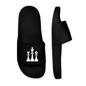 Chess Pieces Drawing - Men’s Pool Sliders - black - Front