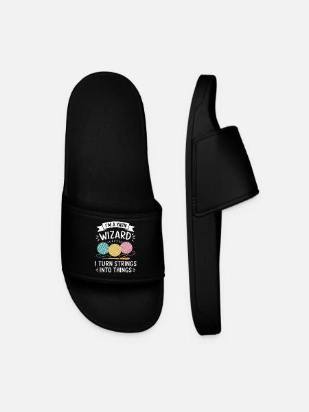 Magic of wool and creativity - Men’s Pool Sliders - black