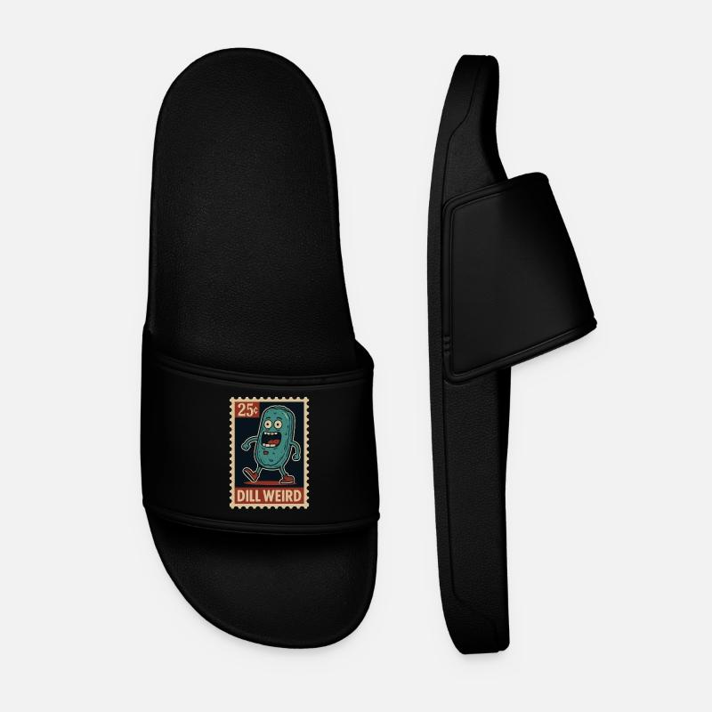 Strange cucumber as a stamp - Men’s Pool Sliders - black